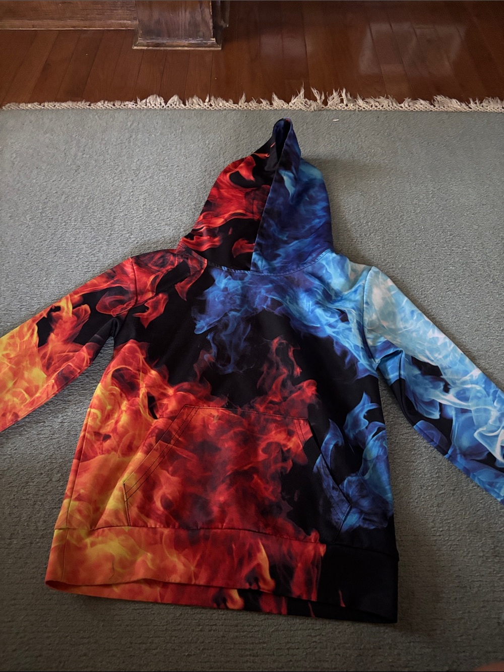 Amazon Kids' Hoodie - Red & Blue Flame Print